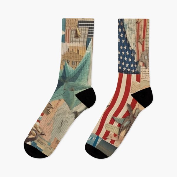 Item preview,  America Retro Vintage Patchwork of Americana Pattern Collage designed and sold by BrandonArtWorld.