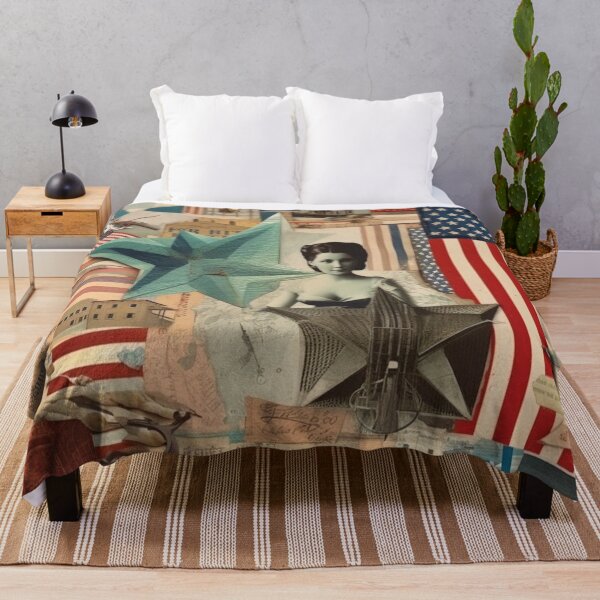 Item preview,  America Retro Vintage Patchwork of Americana Pattern Collage designed and sold by BrandonArtWorld.