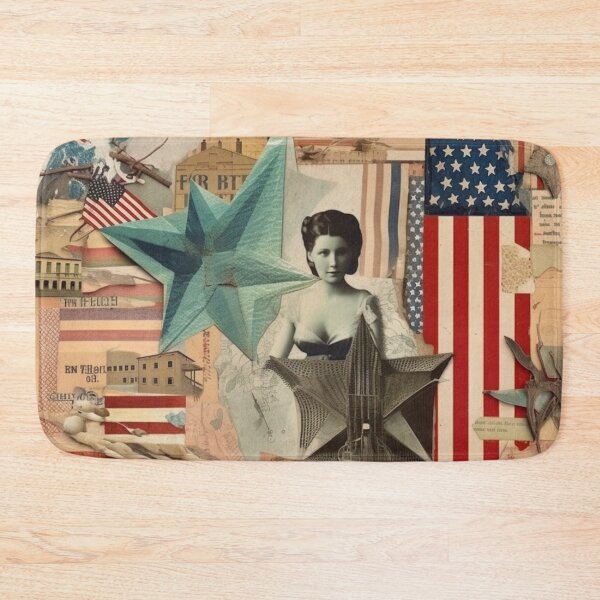 Item preview,  America Retro Vintage Patchwork of Americana Pattern Collage designed and sold by BrandonArtWorld.