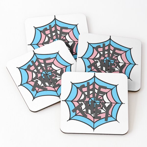 Item preview, She/They pronoun spider web, trans pride  designed and sold by rabbitvampire .