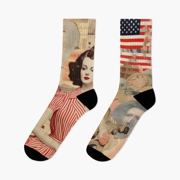 Item preview, America Retro Vintage Patchwork of Americana Pattern Collage designed and sold by BrandonArtWorld.