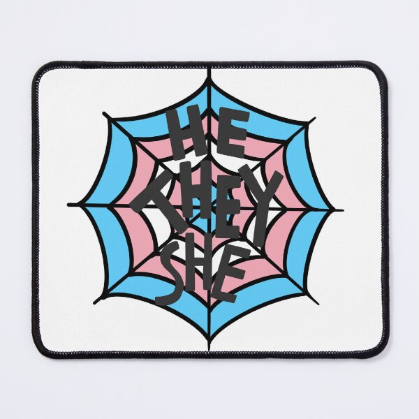 Item preview, He/They/She pronoun spider web, trans pride designed and sold by rabbitvampire .