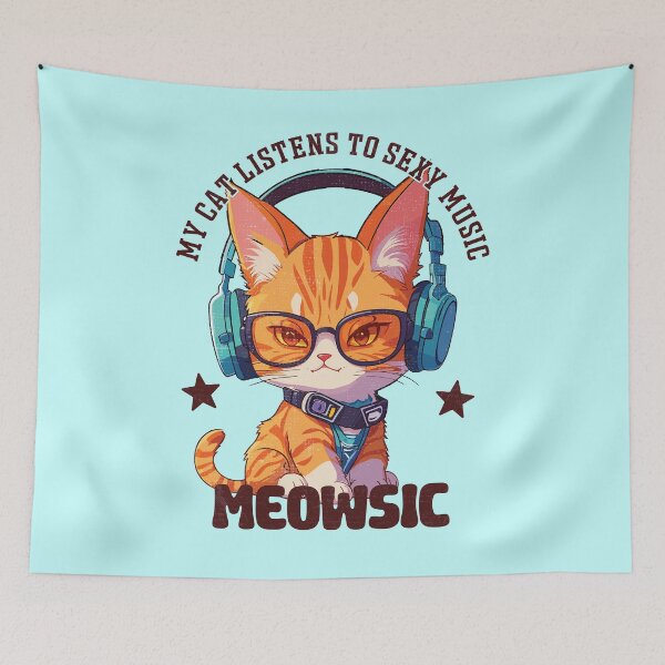 Item preview, My cat listens to sexy music - funny saying designed and sold by VichallanStudio.