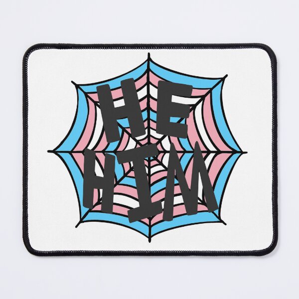 Item preview, He/Him pronoun spider web, trans pride designed and sold by rabbitvampire .