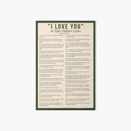 Artikel-Vorschau von „I Love You“ im Liedtext von Tyler Childers, designt und verkauft von obiwankenabi2.