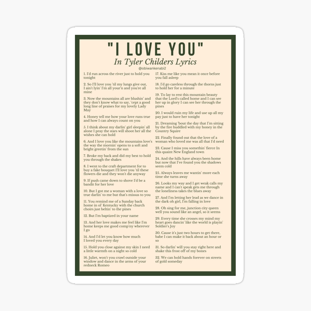 In Your Love Lyrics - Tyler Childers | Sticker