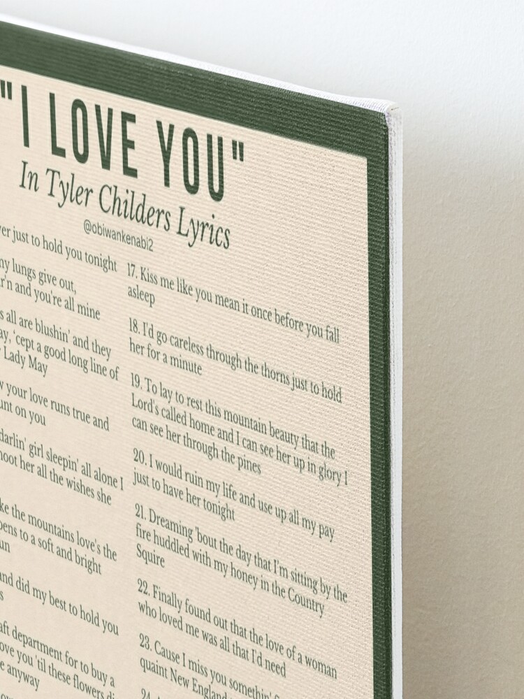 I Love You In Tyler Childers Lyrics Poster for Sale by obiwankenabi2