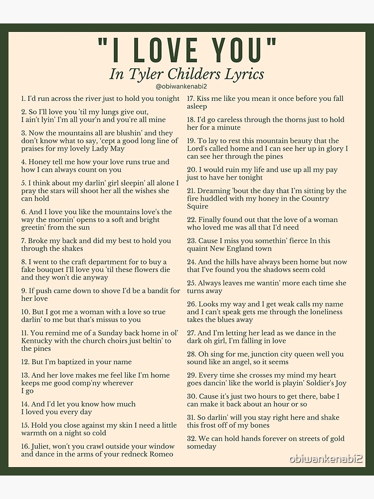 In Your Love Lyrics - Tyler Childers | Sticker