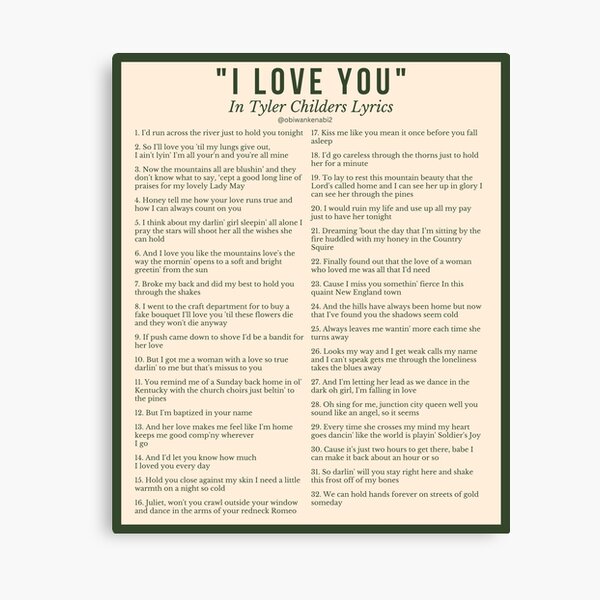 Item preview, "I Love You" In Tyler Childers Lyrics designed and sold by obiwankenabi2.
