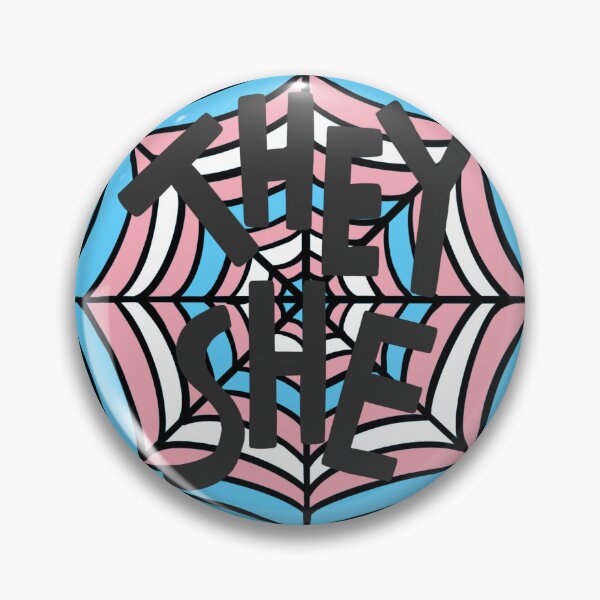 Item preview, They/She pronoun spider web, trans pride designed and sold by rabbitvampire .