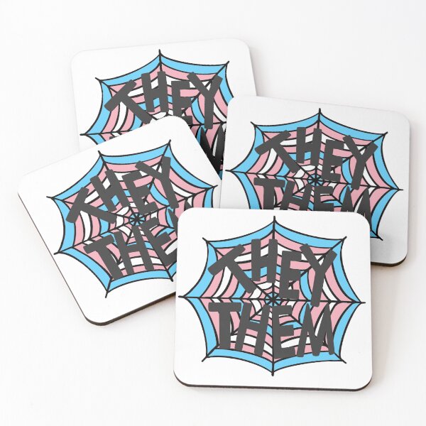 Item preview, They/them pronoun spider web, trans pride designed and sold by rabbitvampire .