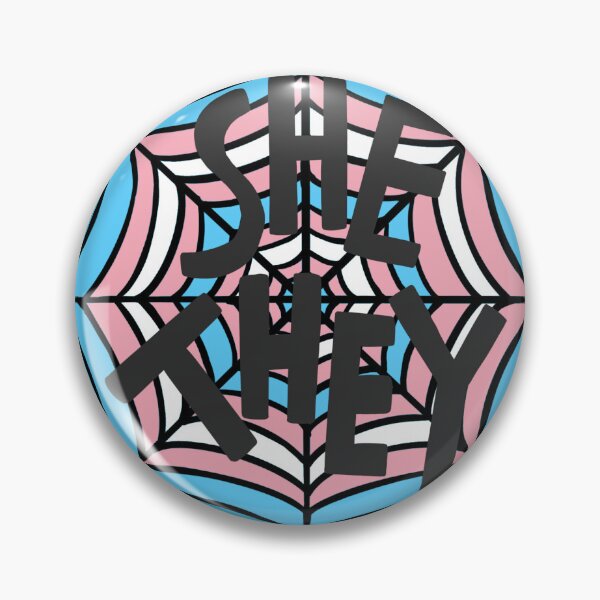 Item preview, She/They pronoun spider web, trans pride designed and sold by rabbitvampire .