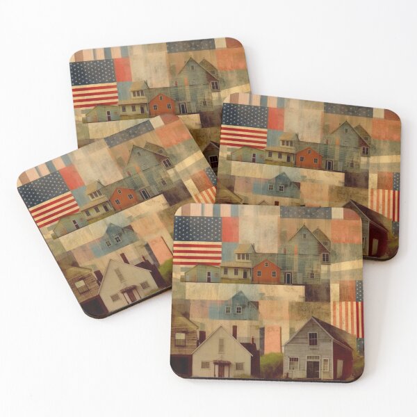 Item preview, America Retro Vintage Patchwork of Americana Pattern Collage designed and sold by BrandonArtWorld.