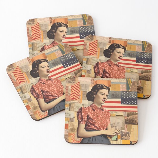 Item preview, America Retro Vintage Patchwork of Americana Pattern Collage designed and sold by BrandonArtWorld.