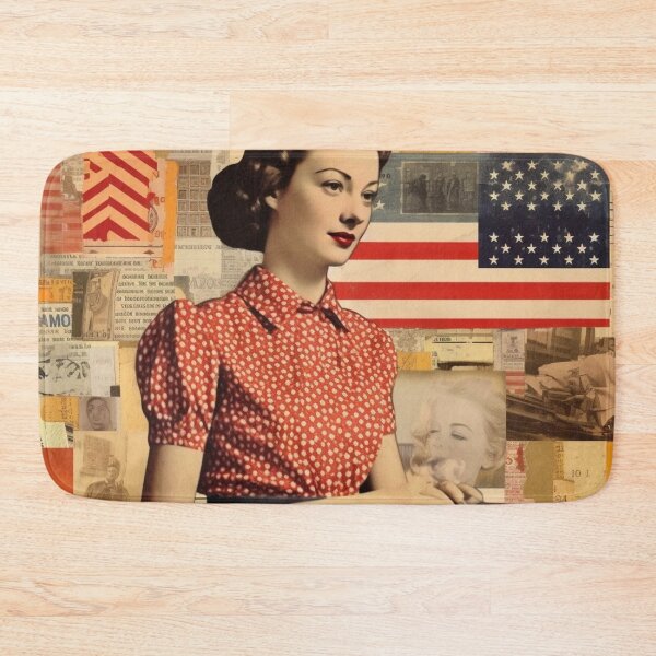 Item preview, America Retro Vintage Patchwork of Americana Pattern Collage designed and sold by BrandonArtWorld.