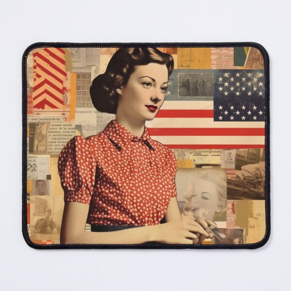 Item preview, America Retro Vintage Patchwork of Americana Pattern Collage designed and sold by BrandonArtWorld.