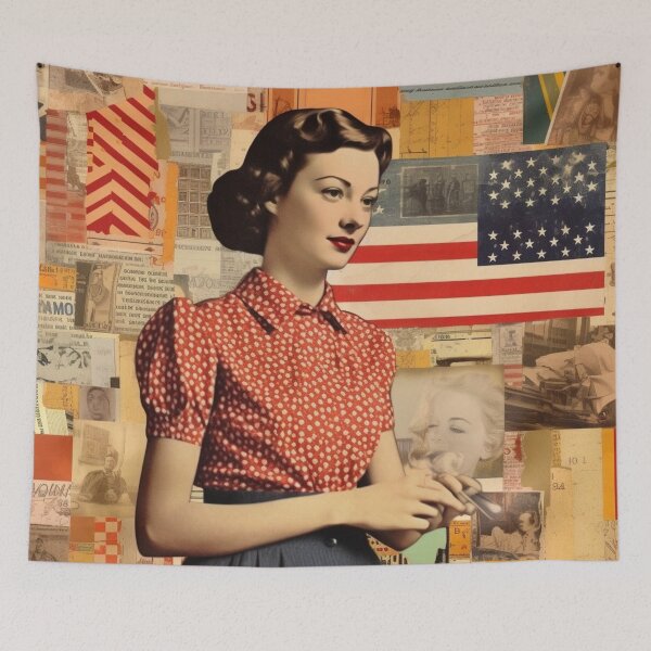 Item preview, America Retro Vintage Patchwork of Americana Pattern Collage designed and sold by BrandonArtWorld.