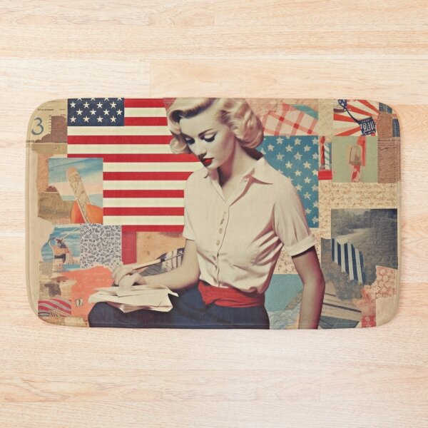 Item preview, America Retro Vintage Patchwork of Americana Pattern Collage designed and sold by BrandonArtWorld.