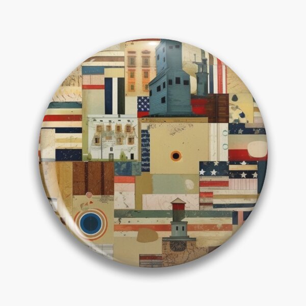 Item preview,  America Retro Vintage Patchwork of Americana Pattern Collage designed and sold by BrandonArtWorld.