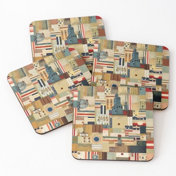 Item preview,  America Retro Vintage Patchwork of Americana Pattern Collage designed and sold by BrandonArtWorld.