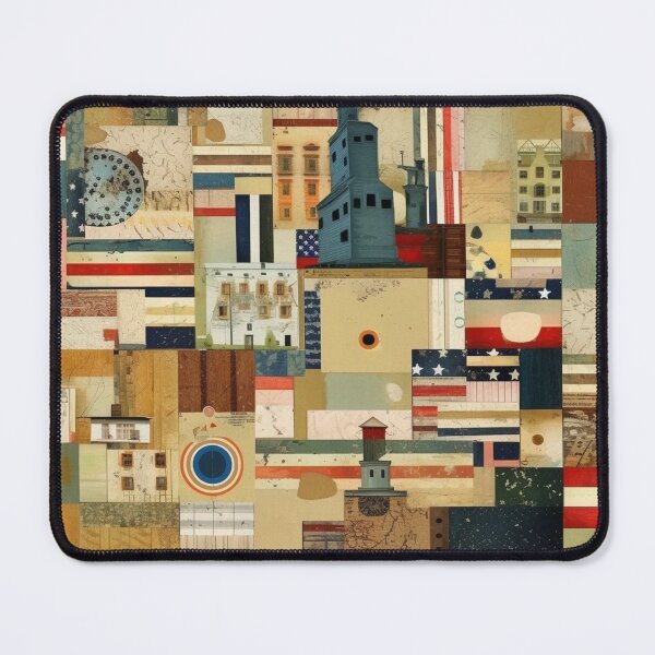 Item preview, America Retro Vintage Patchwork of Americana Pattern Collage designed and sold by BrandonArtWorld.