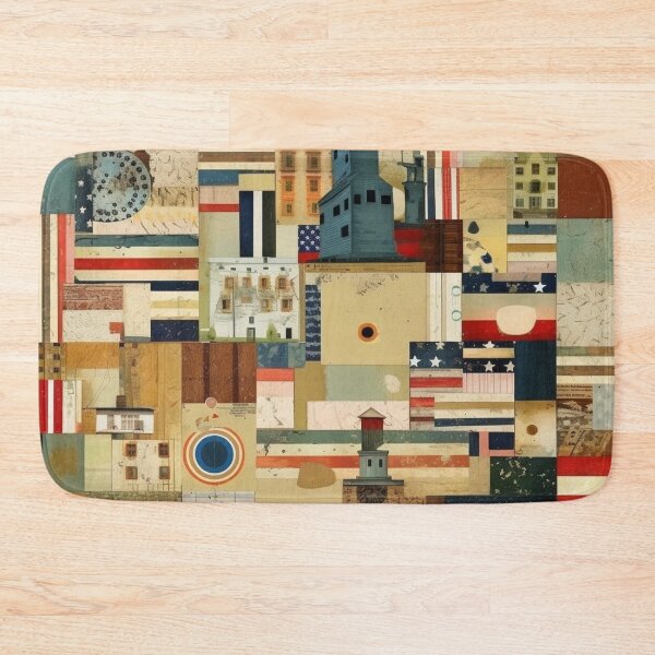 Item preview,  America Retro Vintage Patchwork of Americana Pattern Collage designed and sold by BrandonArtWorld.