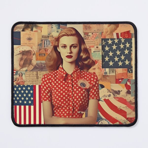 Item preview, America Retro Vintage Patchwork of Americana Pattern Collage designed and sold by BrandonArtWorld.