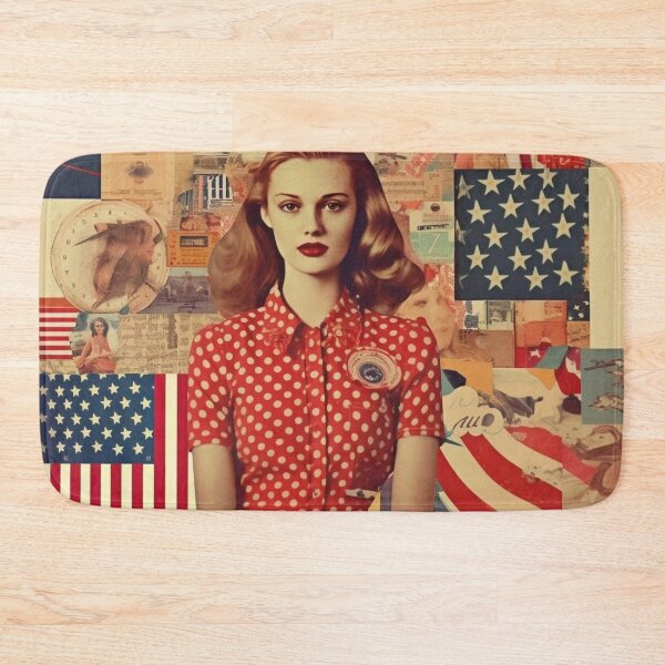 Item preview,  America Retro Vintage Patchwork of Americana Pattern Collage designed and sold by BrandonArtWorld.