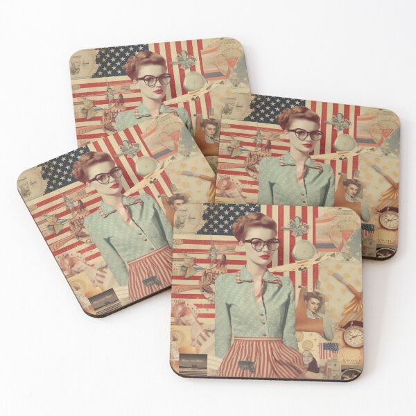 Item preview,  America Retro Vintage Patchwork of Americana Pattern Collage designed and sold by BrandonArtWorld.