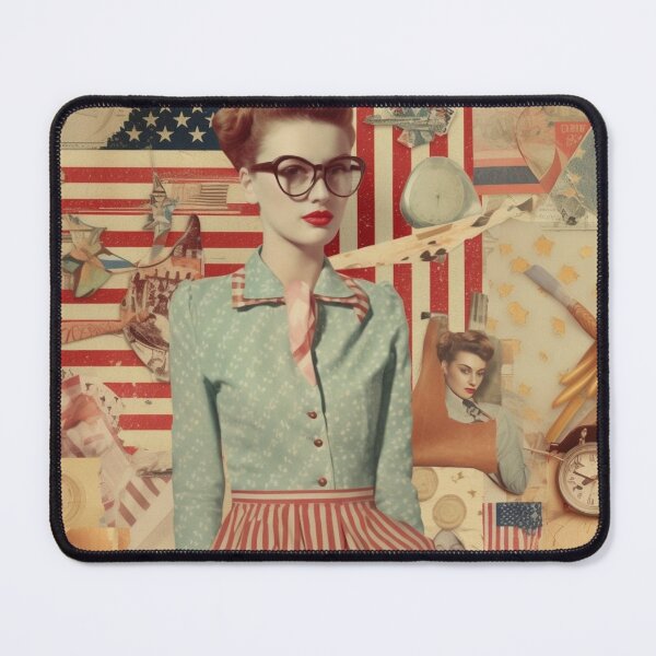 Item preview, America Retro Vintage Patchwork of Americana Pattern Collage designed and sold by BrandonArtWorld.