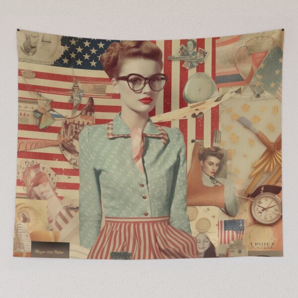Item preview,  America Retro Vintage Patchwork of Americana Pattern Collage designed and sold by BrandonArtWorld.
