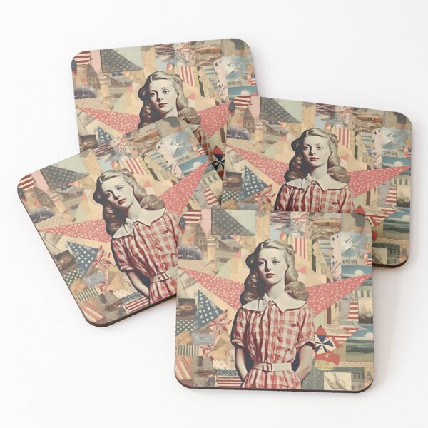 Item preview, America Retro Vintage Patchwork of Americana Pattern Collage designed and sold by BrandonArtWorld.