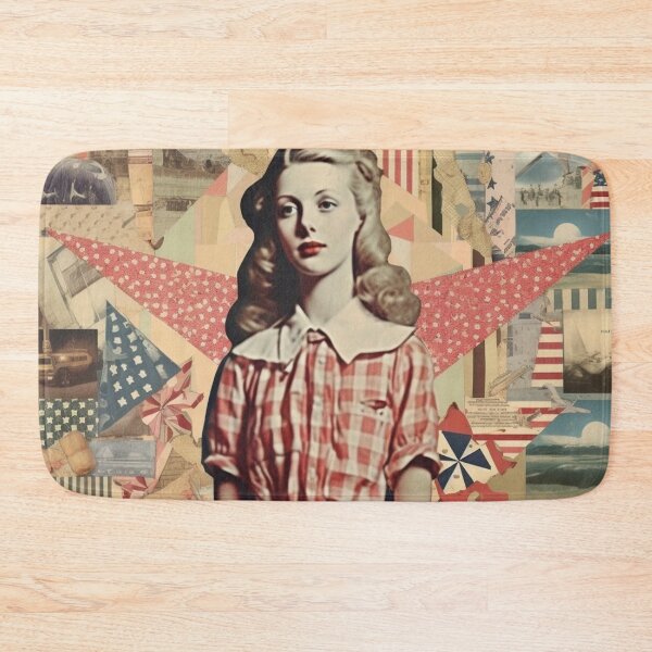 Item preview, America Retro Vintage Patchwork of Americana Pattern Collage designed and sold by BrandonArtWorld.