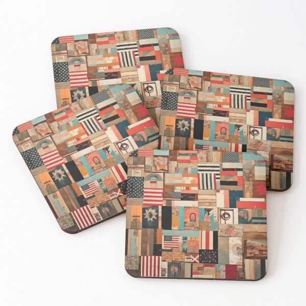 Item preview, America Retro Vintage Patchwork of Americana Pattern Collage designed and sold by BrandonArtWorld.