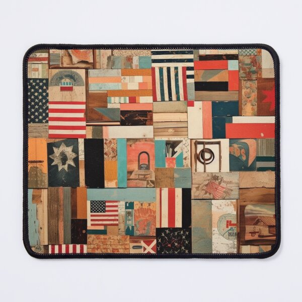 Item preview, America Retro Vintage Patchwork of Americana Pattern Collage designed and sold by BrandonArtWorld.