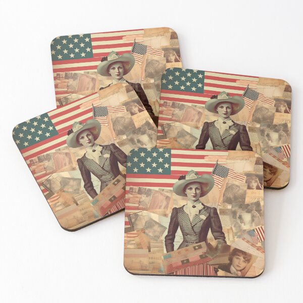 Item preview,  America Retro Vintage Patchwork of Americana Pattern Collage designed and sold by BrandonArtWorld.