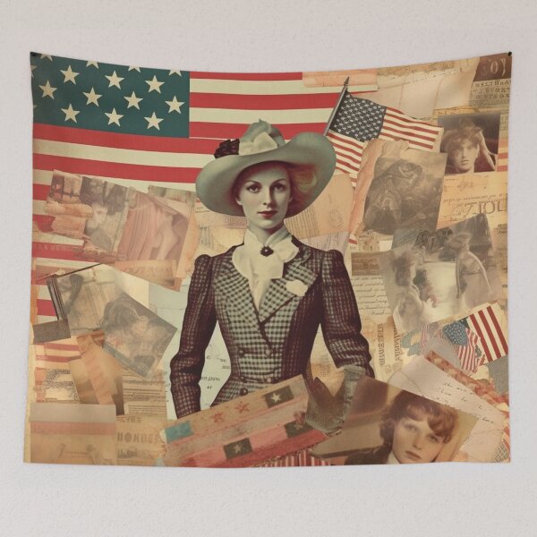 Item preview,  America Retro Vintage Patchwork of Americana Pattern Collage designed and sold by BrandonArtWorld.