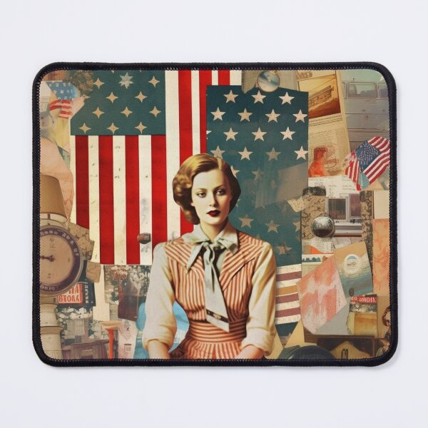 Item preview, America Retro Vintage Patchwork of Americana Pattern Collage designed and sold by BrandonArtWorld.