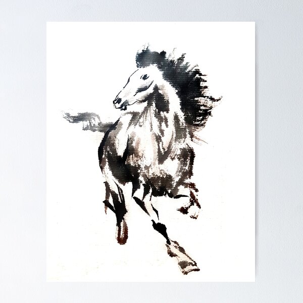 Aperçu de l'œuvre Peinture de cheval chinois créée et vendue par S Y N T H R E A L M.