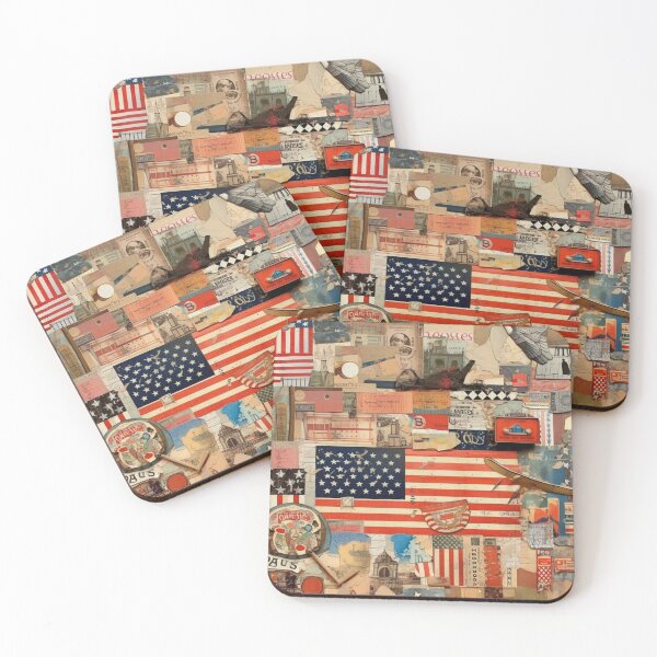 Item preview,  America Retro Vintage Patchwork of Americana Pattern Collage designed and sold by BrandonArtWorld.