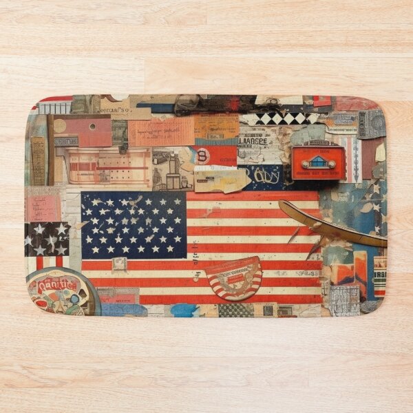 Item preview,  America Retro Vintage Patchwork of Americana Pattern Collage designed and sold by BrandonArtWorld.