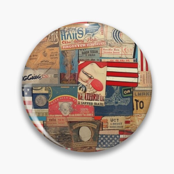 Item preview,   America Retro Vintage Patchwork of Americana Pattern Collage designed and sold by BrandonArtWorld.