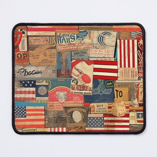 Item preview, America Retro Vintage Patchwork of Americana Pattern Collage designed and sold by BrandonArtWorld.
