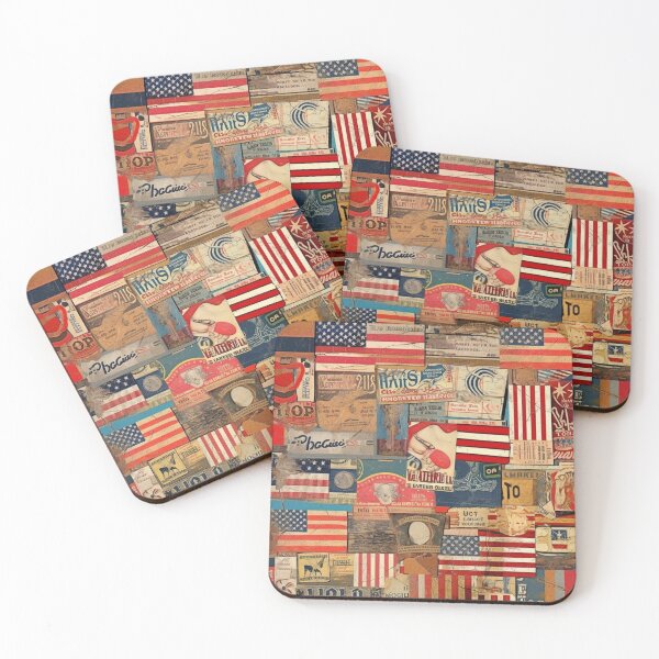 Item preview,   America Retro Vintage Patchwork of Americana Pattern Collage designed and sold by BrandonArtWorld.
