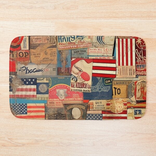Item preview,   America Retro Vintage Patchwork of Americana Pattern Collage designed and sold by BrandonArtWorld.