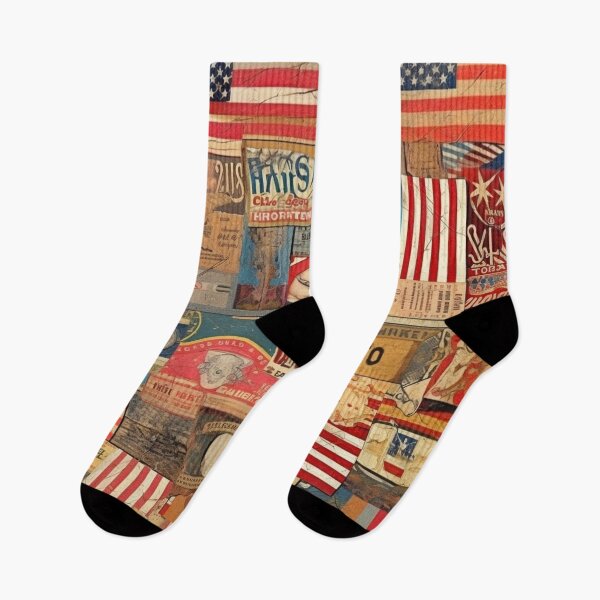 Item preview,   America Retro Vintage Patchwork of Americana Pattern Collage designed and sold by BrandonArtWorld.