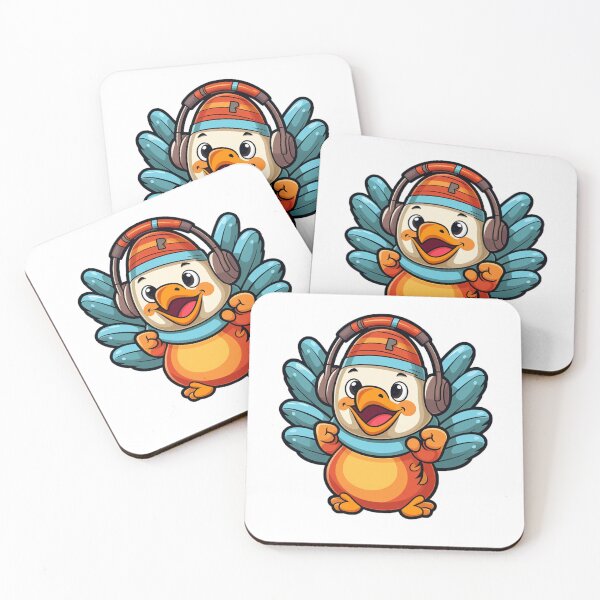 Item preview, Cartoon turkey listening to music designed and sold by Stickermagician.