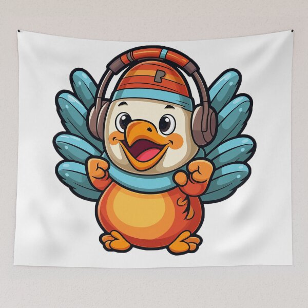 Item preview, Cartoon turkey listening to music designed and sold by Stickermagician.