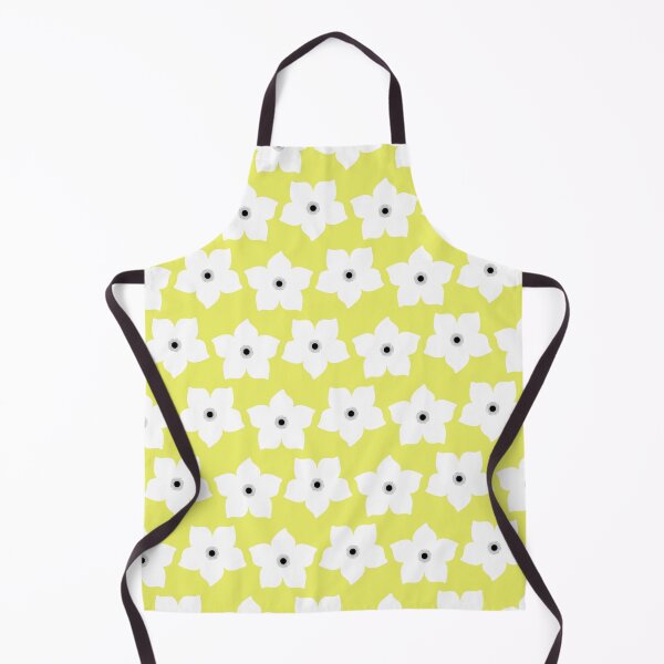 Item preview, Pretty White Flower Necklace Print - Neon Yellow designed and sold by Una Somerville.