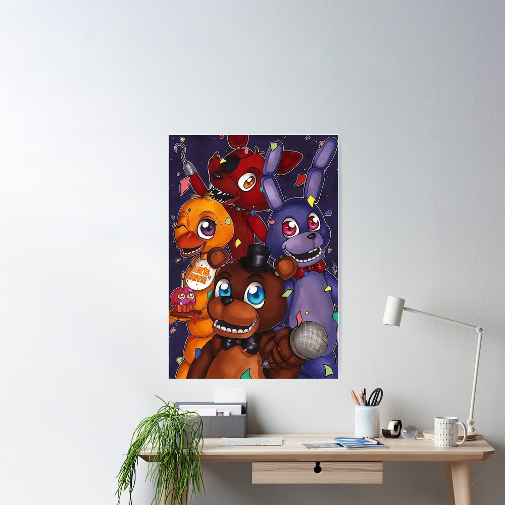 Fnaf Five-night-At-Freddys Anime Game Poster and Print Canvas Painting  Cartoon Bear Wall Art Picture for Room Home Decor Cuadros